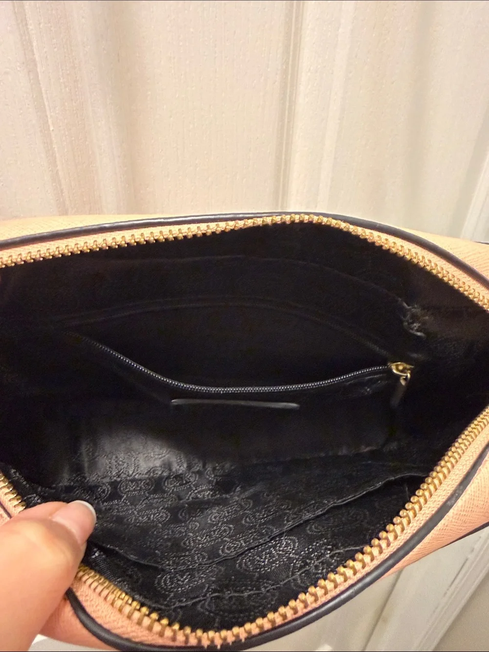 Michael Kors Peach Crossbody with Gold Chain Strap